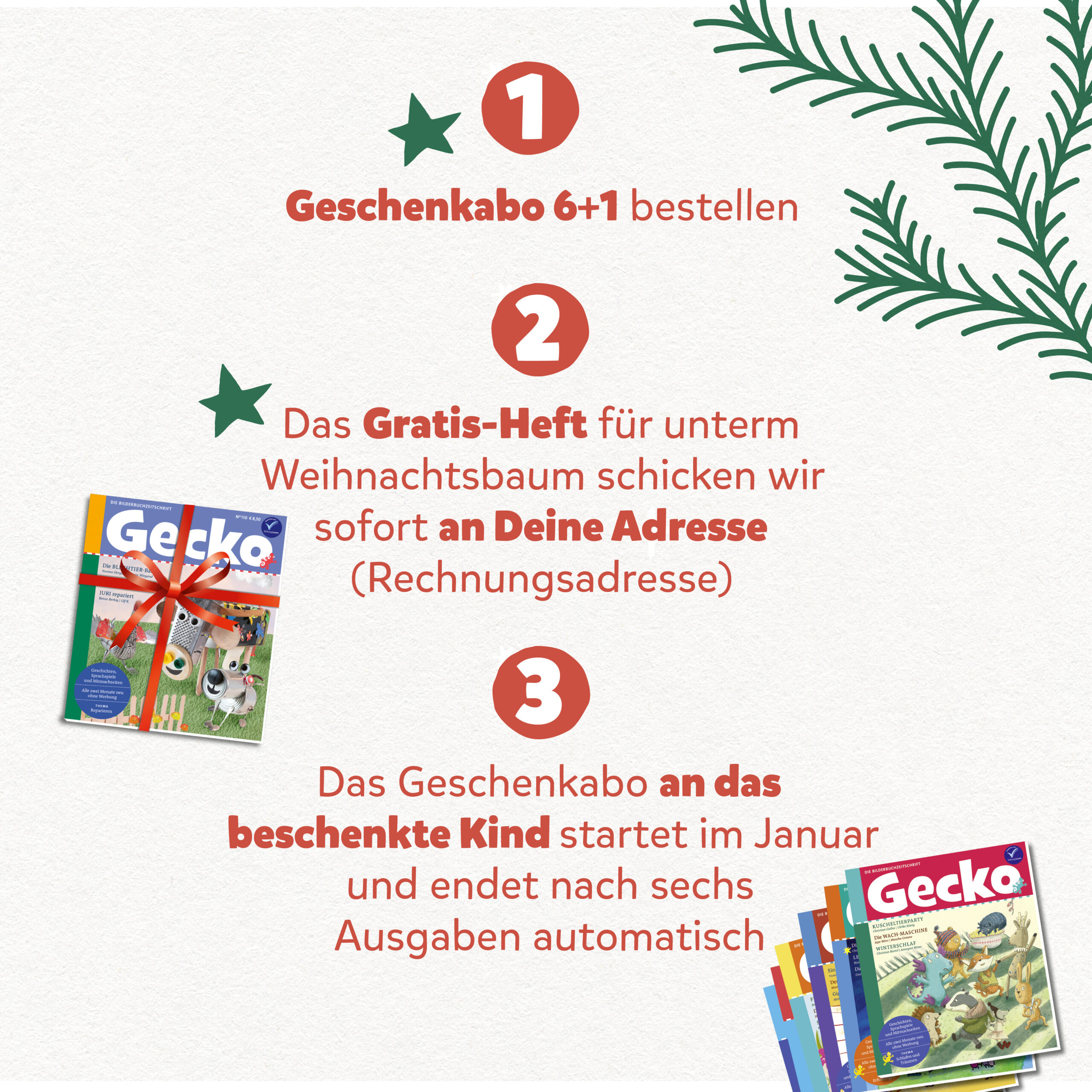 Weihnachts-Geschenkabo 6+1 mit Gratisheft unterm Christbaum – Bild 2